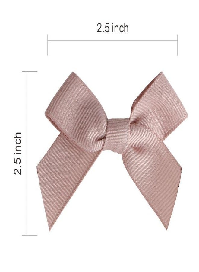 Meseey 50 Pcs Grosgrain Ribbon Bows with Tape 2.5 Inch Self Adhesive Craft Bows Flowers Appliques DIY Craft for Sewing, Scrapbooking, Wedding, Gift,Christmas Decoration (Rose Gold) - Image 2
